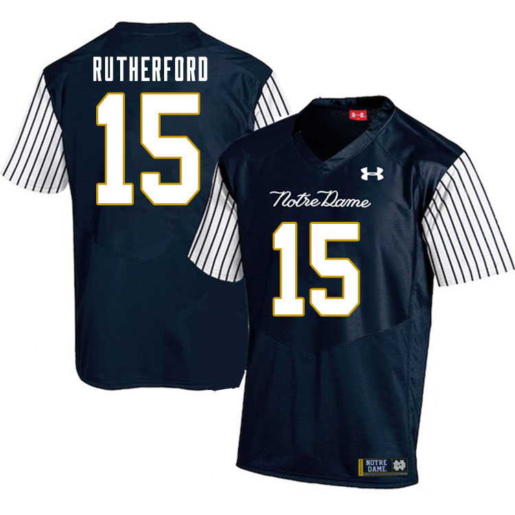 Men's NCAA Notre Dame Fighting Irish #15 Isaiah Rutherford Stitched College Under Armour Authentic Navy Alternate Football Jersey BW10X23OB